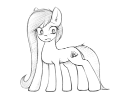 Size: 600x483 | Tagged: safe, artist:fajeh, imported from derpibooru, earth pony, pony, female, full body, hooves, mare, modern art, monochrome, optical illusion, simple background, sketch, solo, standing, white background