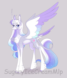 Size: 1024x1189 | Tagged: safe, artist:sugaryicecreammlp, imported from derpibooru, oc, oc:aura sparkle, alicorn, pony, female, mare, offspring, parent:flash sentry, parent:twilight sparkle, parents:flashlight, solo, tail, tail feathers