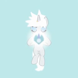 Size: 798x798 | Tagged: safe, artist:agrol, edit, editor:fluttershyisnot adoormat, imported from derpibooru, rarity, pony, unicorn, alternate hairstyle, animation:the god of ponies, crystal, female, glowing, goddess, magic, mare, unity crystals