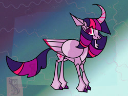 Size: 1280x964 | Tagged: safe, artist:laps-sp, imported from derpibooru, twilight sparkle, alicorn, pony, abstract, curved horn, horn, solo, twilight sparkle (alicorn)