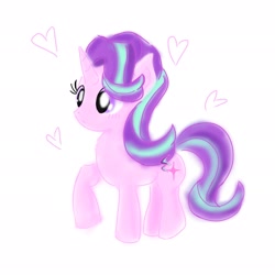 Size: 2048x2048 | Tagged: safe, artist:tiga mega, imported from derpibooru, starlight glimmer, pony, unicorn, female, heart, horn, mare, raised hoof, simple background, solo, white background