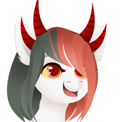 Size: 2000x2000 | Tagged: safe, artist:77jessieponygames77, imported from derpibooru, oc, oc only, pony, bust, eyelashes, female, horns, mare, simple background, smiling, solo, transparent background