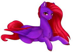 Size: 4890x3545 | Tagged: safe, artist:highrolleryt, imported from derpibooru, oc, oc only, pegasus, pony, colored wings, female, grin, lying down, mare, pegasus oc, prone, simple background, smiling, solo, transparent background, two toned wings, wings