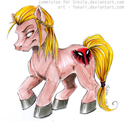 Size: 515x504 | Tagged: safe, artist:fukari, imported from derpibooru, earth pony, pony, colored hooves, dragon age, male, ponified, solo, stallion, traditional art, zevran arainai