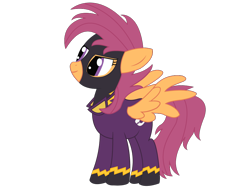 Size: 1024x768 | Tagged: safe, artist:xaphriel, imported from derpibooru, scootaloo, pegasus, pony, alternate hairstyle, alternate universe, base used, clothes, costume, female, mare, older, older scootaloo, shadowbolt scootaloo, shadowbolts costume, simple background, smiling, solo, transparent background, wings