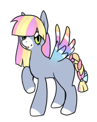 Size: 391x490 | Tagged: safe, artist:churobu, imported from derpibooru, oc, oc only, pegasus, pony, braided tail, pegasus oc, raised hoof, simple background, solo, tail, white background