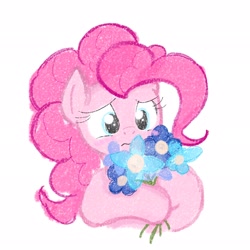 Size: 2048x2048 | Tagged: safe, artist:tiga mega, imported from derpibooru, pinkie pie, earth pony, pony, bust, female, flower, mare, simple background, solo, white background