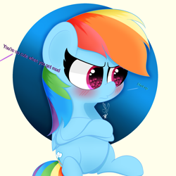 Size: 2000x2000 | Tagged: safe, artist:daftramms, imported from derpibooru, rainbow dash, pegasus, pony, blushing, cute, g4, solo