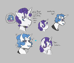 Size: 649x557 | Tagged: safe, fancypants, rarity, pony, unicorn, aggie.io, blushing, comic, female, frown, implied prince solaris, male, mare, monocle, open mouth, rule 63, simple background, stallion, talking