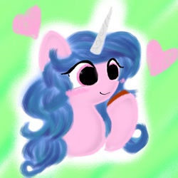 Size: 1024x1024 | Tagged: safe, artist:tiga mega, imported from derpibooru, izzy moonbow, pony, unicorn, bust, female, g5, heart, horn, mare, smiling, solo