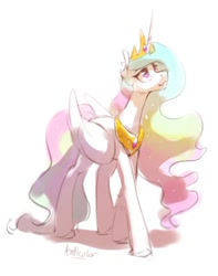 Size: 716x909 | Tagged: safe, artist:anticular, imported from derpibooru, princess celestia, alicorn, pony, female, mare, simple background, solo, white background