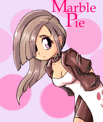 Size: 559x665 | Tagged: safe, artist:a.s.e, imported from derpibooru, marble pie, human, equestria girls, breasts, busty marble pie, cleavage, clothes, cute, female, humanized, looking at you, marblebetes, solo