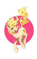 Size: 1200x1920 | Tagged: safe, artist:laptop-pone, imported from derpibooru, oc, oc only, food pony, original species, pizza pony, pony, one eye closed, pizza, smiling, solo, wink