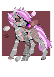 Size: 1240x1754 | Tagged: safe, artist:scarfyace, imported from derpibooru, oc, oc:hired gun, oc:silver storm, earth pony, pony, fallout equestria, fallout equestria: heroes, amputee, fanfic art, female, mare, prosthetic leg, prosthetic limb, prosthetics, scar