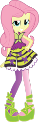 Size: 433x1345 | Tagged: safe, artist:hoodie-stalker, imported from derpibooru, fluttershy, human, equestria girls, rainbow rocks, clothes, dress, female, grin, hand on hip, platform shoes, simple background, smiling, solo, transparent background