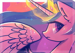 Size: 2134x1524 | Tagged: safe, artist:meekcheep, imported from derpibooru, princess celestia, alicorn, pony, female, jewelry, magic, profile, regalia, solo