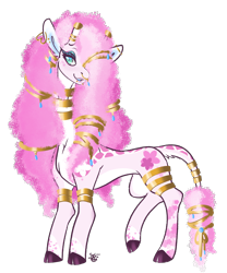 Size: 1944x2336 | Tagged: safe, artist:-censored-, imported from derpibooru, giraffe, female, flower, flower in hair, long hair, long neck, pink hair, simple background, solo, transparent background