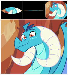Size: 857x943 | Tagged: safe, artist:queencold, imported from derpibooru, princess ember, dragon, comic:awaken, comic, dragon lord ember, dragoness, female, offscreen character, older, older ember, pov, preview, solo, waking up