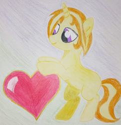 Size: 2232x2300 | Tagged: safe, artist:averkoswolf, derpibooru exclusive, imported from derpibooru, oc, pony, unicorn, colored pencil drawing, female, horn, mare, smiling, solo, traditional art