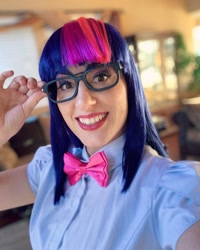 Size: 1080x1350 | Tagged: safe, artist:briannacherrycosplay, imported from derpibooru, twilight sparkle, human, equestria girls, clothes, cosplay, costume, glasses, irl, irl human, photo, solo