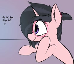 Size: 1558x1351 | Tagged: safe, artist:pinkberry, imported from ponybooru, oc, oc only, oc:mae (pinkberry), pony, unicorn, female, freckles, glasses, looking to side, looking to the left, mare, round glasses, smiling, solo