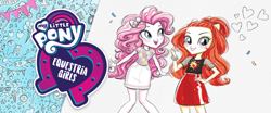 Size: 850x355 | Tagged: safe, imported from twibooru, pinkie pie, sunset shimmer, equestria girls, equestria girls series, sunset's backstage pass!, spoiler:eqg series (season 2), image, logo, music festival outfit, official, official art, png, ponied up