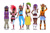 Size: 1280x836 | Tagged: safe, artist:kathara-khan, imported from derpibooru, applejack, fluttershy, pinkie pie, rainbow dash, rarity, twilight sparkle, human, clothes, dark skin, humanized, kisekae, mane six, race swap, simple background, socks, solo, striped socks, white background