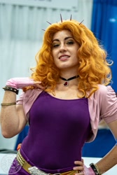 Size: 2200x3301 | Tagged: safe, artist:briannacherrycosplay, imported from derpibooru, adagio dazzle, human, bronycon, bronycon 2019, equestria girls, clothes, cosplay, costume, fingerless gloves, gloves, grin, hand on hip, hand on shoulder, high res, irl, irl human, photo, smiling, solo