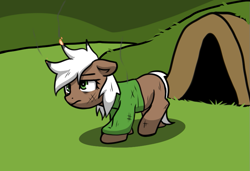 Size: 831x569 | Tagged: safe, artist:neuro, imported from derpibooru, oc, oc only, earth pony, pony, burnt, female, filly, foal, runescape, singed, solo