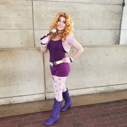 Size: 1080x1080 | Tagged: safe, artist:briannacherrycosplay, imported from derpibooru, adagio dazzle, human, bronycon, bronycon 2019, equestria girls, boots, clothes, cosplay, costume, disguise, disguised siren, hand on hip, high heel boots, irl, irl human, photo, shoes, solo