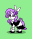 Size: 64x78 | Tagged: safe, artist:dematrix, imported from derpibooru, oc, oc:maid marry, pony, unicorn, pony town, bedroom eyes, bow, clothes, female, green background, hairpin, maid, maid headdress, mare, pixel art, shoes, simple background, solo, tail, tail bow