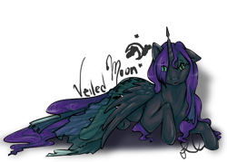 Size: 557x399 | Tagged: safe, artist:krysalisk, imported from derpibooru, oc, oc only, changeling, changeling queen, changeling queen oc, lying down, prone, signature, simple background, solo, transparent background