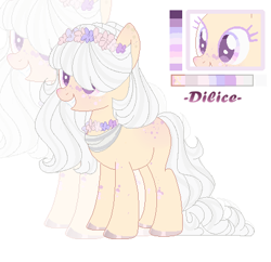 Size: 452x437 | Tagged: safe, artist:dillice, imported from derpibooru, oc, oc only, earth pony, pony, base used, earth pony oc, eyelashes, female, floral head wreath, flower, grin, mare, smiling, zoom layer