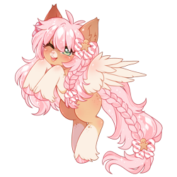 Size: 1024x1024 | Tagged: safe, artist:miioko, imported from derpibooru, oc, oc only, pegasus, pony, braid, braided tail, deviantart watermark, female, mare, obtrusive watermark, one eye closed, pegasus oc, rearing, simple background, smiling, solo, tail, transparent background, watermark, wings, wink