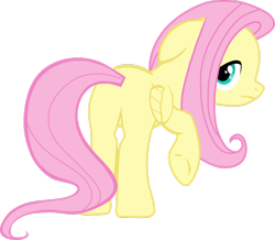 Size: 956x835 | Tagged: safe, artist:rainofbladess, imported from derpibooru, fluttershy, pegasus, pony, filli vanilli, season 4, butt, cute, featureless crotch, female, floppy ears, flutterbutt, folded wings, frown, full body, hooves, lidded eyes, looking back, mare, plot, raised hoof, rear view, sad, shyabetes, simple background, solo, standing, tail, transparent background, underhoof, wings