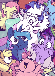 Size: 2958x4096 | Tagged: safe, artist:cutepencilcase, imported from derpibooru, applejack, derpy hooves, fluttershy, pinkie pie, princess celestia, princess luna, rainbow dash, rarity, twilight sparkle, alicorn, earth pony, pegasus, pony, unicorn, cute, fluffy, mane six, twilight sparkle (alicorn)