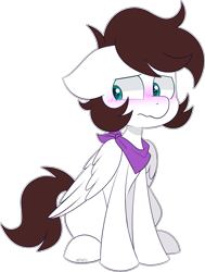 Size: 2093x2765 | Tagged: safe, artist:jetjetj, imported from derpibooru, oc, oc:markey malarkey, pegasus, pony, blushing, crossover, male, ponified, simple background, solo, stallion, the mark side, transparent background