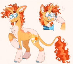 Size: 1280x1117 | Tagged: safe, artist:wanderingpegasus, imported from derpibooru, sunburst, classical unicorn, pony, unicorn, alternate hairstyle, blaze (coat marking), blue eyes, blushing, body markings, chest fluff, cloak, clothes, cloven hooves, coat markings, colored hooves, colored pinnae, cute, embarrassed, exclamation point, facial hair, facial markings, glasses, goatee, heart mark, leonine tail, male, markings, missing accessory, pale belly, raised hoof, redesign, rubbing leg, simple background, snip (coat marking), socks (coat markings), solo, stallion, standing, sunbetes, sunburst's cloak, sunburst's glasses, tail, unshorn fetlocks, white background