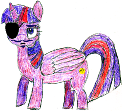 Size: 500x454 | Tagged: safe, artist:ewxep, imported from twibooru, twilight sparkle, alicorn, pony, friendship university, alternate cutie mark, disguise, eyebrows, eyepatch, eyepatch (disguise), facial hair, image, moustache, paper-thin disguise, png, simple background, solo, twilight sparkle (alicorn), white background