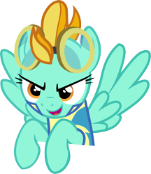 Size: 6000x6930 | Tagged: safe, artist:wanderzinho, imported from derpibooru, lightning dust, pegasus, pony, absurd resolution, clothes, looking at you, simple background, solo, spread wings, transparent background, uniform, vector, wings, wonderbolt trainee uniform