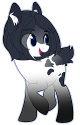 Size: 1197x1872 | Tagged: safe, artist:toffeelavender, imported from derpibooru, oc, oc only, earth pony, pony, base used, earth pony oc, looking back, open mouth, raised hoof, simple background, smiling, solo, transparent background
