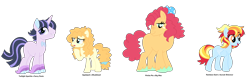 Size: 2061x643 | Tagged: safe, artist:tragedy-kaz, imported from derpibooru, oc, oc only, earth pony, pegasus, pony, unicorn, base used, bow, earth pony oc, eyelashes, female, freckles, hair bow, horn, magical lesbian spawn, male, mare, offspring, parent:applejack, parent:big macintosh, parent:fancypants, parent:pinkie pie, parent:prince blueblood, parent:rainbow dash, parent:sunset shimmer, parent:twilight sparkle, parents:bluejack, parents:pinkiemac, parents:sunsetdash, parents:twipants, pegasus oc, simple background, stallion, transparent background, unicorn oc, wings