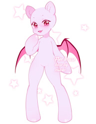 Size: 1024x1328 | Tagged: safe, artist:miioko, imported from derpibooru, oc, oc only, bat pony, semi-anthro, bald, base, bat pony oc, bat wings, female, simple background, smiling, solo, white background, wings