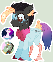 Size: 2274x2670 | Tagged: safe, artist:stormcloud-yt, imported from derpibooru, discord, queen novo, oc, draconequus, hybrid, pony, my little pony: the movie, base used, female, interspecies offspring, male, offspring, outline, parent:discord, parent:queen novo, screencap reference, simple background, white outline