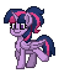 Size: 192x236 | Tagged: safe, artist:twilyisbestpone, derpibooru exclusive, imported from derpibooru, twilight sparkle, alicorn, pony, pony town, alternate hairstyle, animated, cute, female, gif, hair, horn, mare, pixel art, ponytail, pretty, simple background, smiling, solo, sprite, tail, transparent background, trotting, trotting in place, twiabetes, twilight sparkle (alicorn), walk cycle, walking, wings