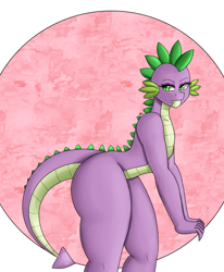Size: 1400x1700 | Tagged: safe, artist:zachc, imported from derpibooru, spike, anthro, dragon, eyebrows, eyelashes, fangs, femboy, femboy spike, looking at you, male, solo