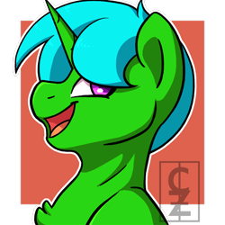 Size: 800x800 | Tagged: safe, artist:cleoziep, imported from derpibooru, oc, oc:green byte, pony, unicorn, commission, male, simple background, solo, stallion, ych result