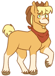 Size: 454x627 | Tagged: safe, artist:googaoo, imported from derpibooru, applejack, earth pony, pony, alternate design, coat markings, female, looking at you, mare, missing cutie mark, scar, simple background, socks (coat markings), solo, transparent background, unshorn fetlocks