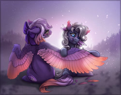 Size: 4000x3152 | Tagged: safe, artist:helmie-art, imported from derpibooru, oc, oc only, oc:ardent dusk, bat pony, pegasus, pony, bow, grooming, hair bow, preening, wings