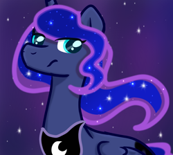 Size: 4000x3580 | Tagged: safe, artist:nitlynjane, imported from derpibooru, princess luna, alicorn, pony, ethereal mane, eye clipping through hair, female, looking at something, mare, solo, starry mane, stars